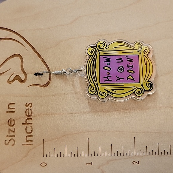 Friends Picture Frame Drop Earrings - Picture 3 of 6